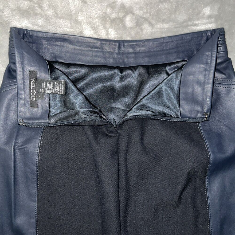 Etcetera Vintage 90s Womens 4 100% Genuine Leather Stretch Pencil Skirt Lined - Picture 5 of 8
